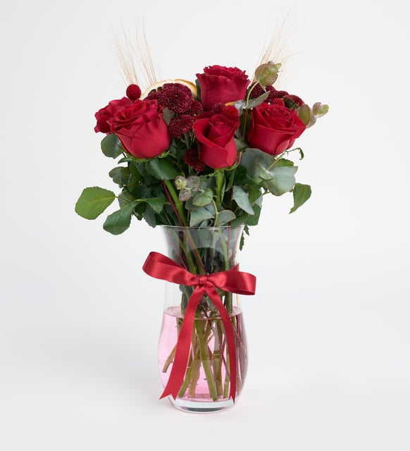 Erzincan Çiçekçi - Kristal Silindir Vazoda 7 Gül